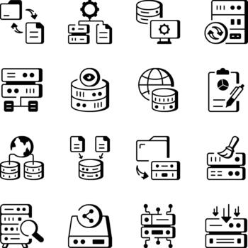 Pack of Data and Computing Line Style Icons vector