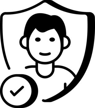 A linear style icon representing user authentication vector