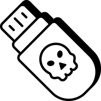 A line style icon showing malware usb vector