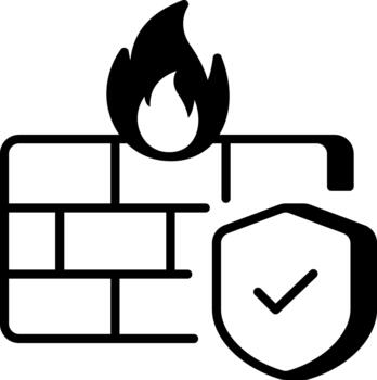 A linear style icon representing firewall protection vector