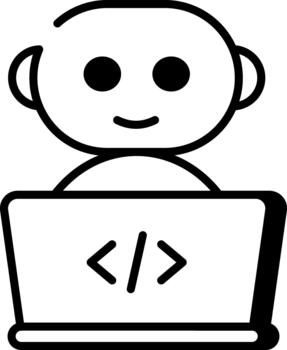 un lineal estilo icono representando codificación robot vector