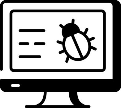 A line style icon showing computer virus vector