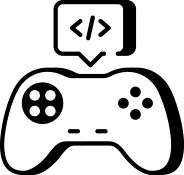 A line style icon showing game development vector