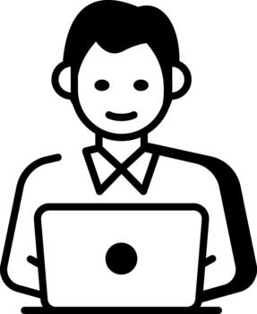 An outline style icon depicting developer vector