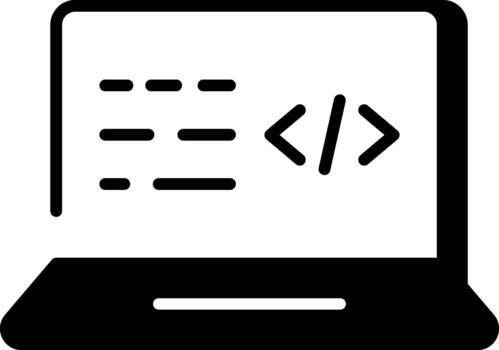 A line style icon showing programming vector
