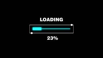 Animation of loading bar with percentage on black background. video