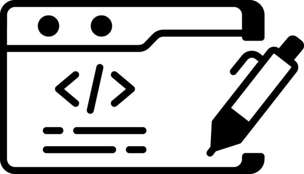 A line style icon showing coding network vector