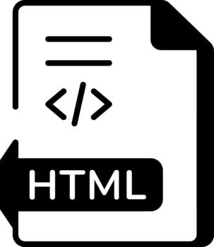A linear style icon representing html file vector