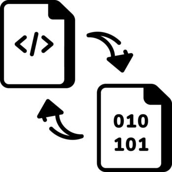 An outline style icon depicting file exchange vector