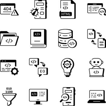 Collection of Coding Line Style Icons vector