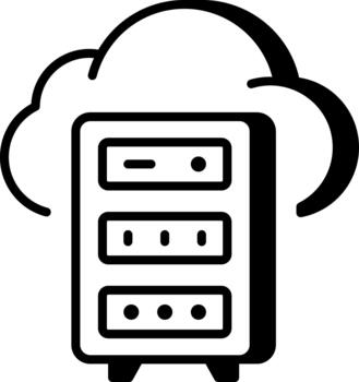 An outline style icon depicting cloud server vector