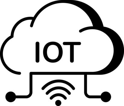 A linear style icon representing iot network vector