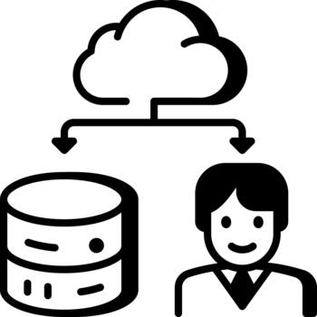 A line style icon showing cloud database. vector