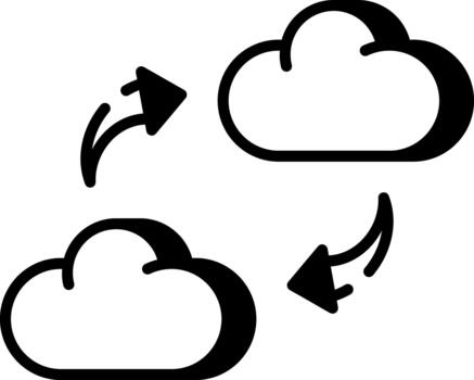 An outline style icon depicting cloud migrating vector