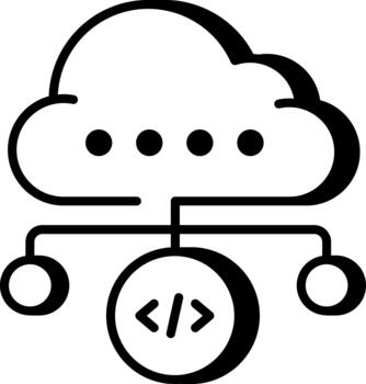 A linear style icon representing cloud coding vector