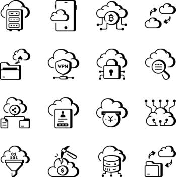 colección de nube informática línea estilo íconos vector