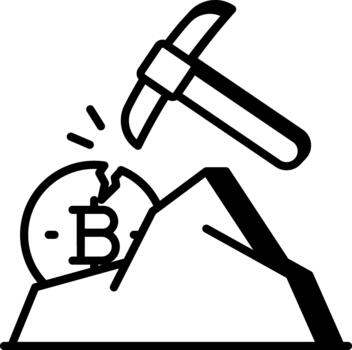 un línea estilo icono demostración minería proceso vector