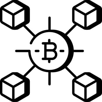 un línea estilo icono demostración bitcoin red vector