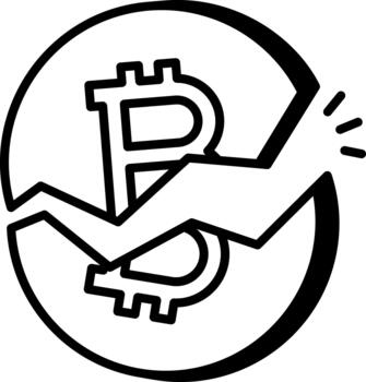 un línea estilo icono demostración bitcoin reducir a la mitad vector