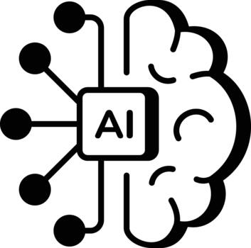 un línea estilo icono demostración ai cerebro vector