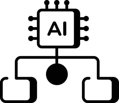 un línea estilo icono demostración ai integración vector