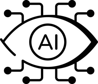 A linear style icon representing digital eye vector