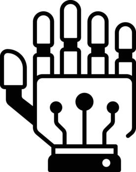 un línea estilo icono demostración robot mano.. vector