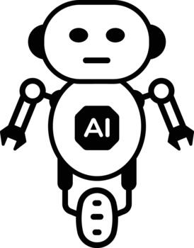 A linear style icon representing robot vector