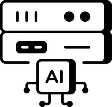 A line style icon showing ai data vector