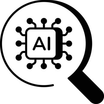 A linear style icon representing ai search vector