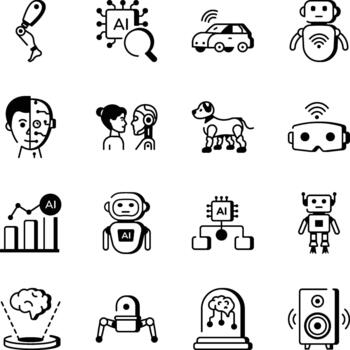 Set of AI and Robotic Line Style Icons vector