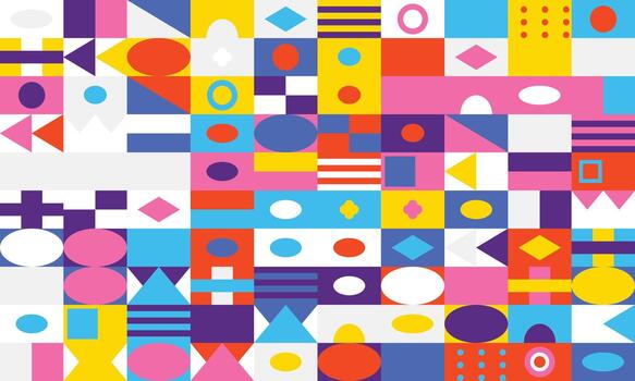 A colorful abstract pattern with many different shapes vector