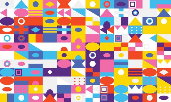 A colorful pattern with geometric shapes and shapes vector