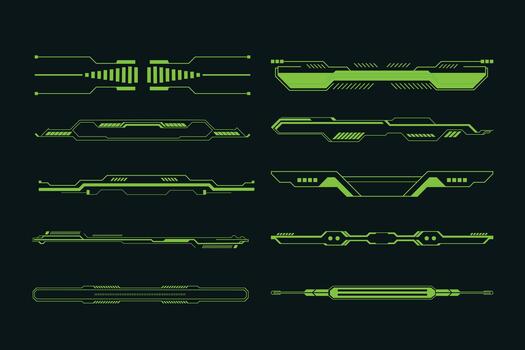 Futuristic Cyan HUD Interface Elements Set for Sci-Fi and Tech Designs vector