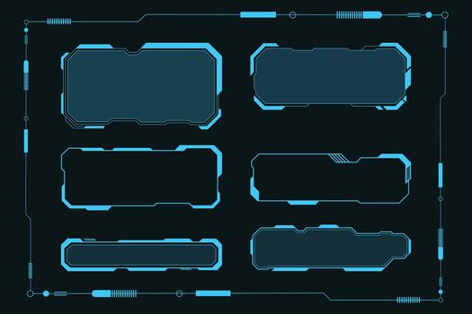 High-Tech Neon HUD Borders and UI Elements for Digital and Virtual Projects vector