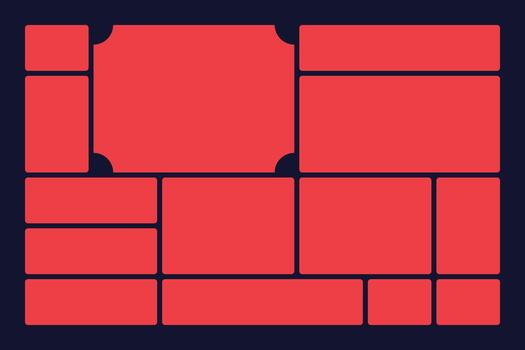 Dynamic Red Bento Grid Design with Customizable Geometric Blocks for Creative Branding vector