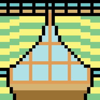 Pixel art of curtains with windows on a white background vector