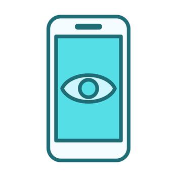 Smartphone Eye View Flat Colored Icon for Visibility and Display Features vector