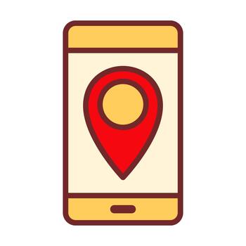 Smartphone Location Flat Colored Icon for Map and Navigation Apps vector
