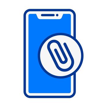 teléfono inteligente adjunto archivo plano de colores icono para archivo y mensaje herramientas vector