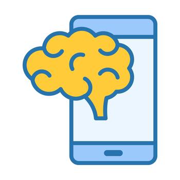 Smartphone Brain Flat Colored Icon for Knowledge and Smart Features vector