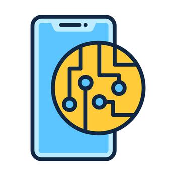 Smartphone Circuit Board Flat Colored Icon for Technology and System Concepts vector