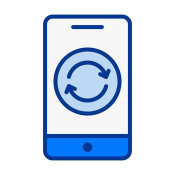 Smartphone Update Flat Colored Icon for System Upgrade and App Refresh vector