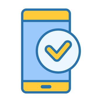 teléfono inteligente cheque plano de colores icono para aprobación y confirmación herramientas vector