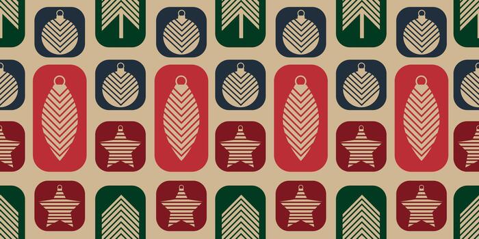 sin costura resumen modelo con azul, verde, y rojo cuadrícula presentando siluetas de Navidad adornos en ligero antecedentes. ideal para tela, envase papel, y festivo diseños vector