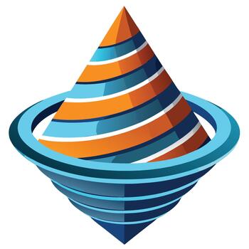Abstract 3d geometric shape resembling a spinning top or cone vector