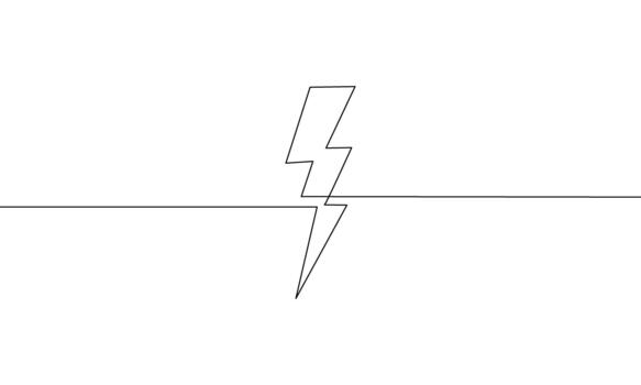 continuo línea dibujo de trueno aislar en blanco antecedentes vector