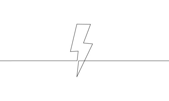 continuo línea dibujo de trueno en blanco antecedentes. vector