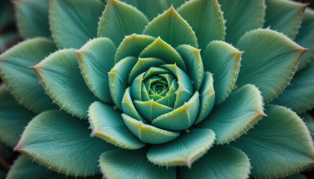 Beautiful Close-Up of a Succulent Plant Showcasing Its Intricate Rosette Pattern and Vibrant Green Colors photo