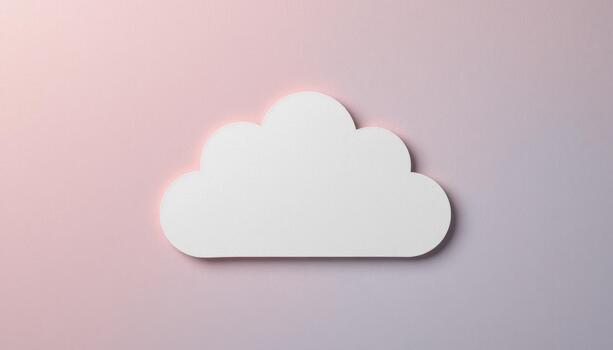 White Cloud Shape Against a Pastel Background With a Soft Glow Effect Illuminating the Edges photo